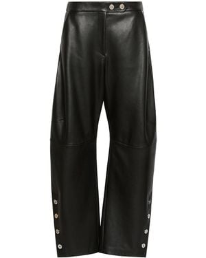 Sportmax Button-Embellishment Leather Pants - Black