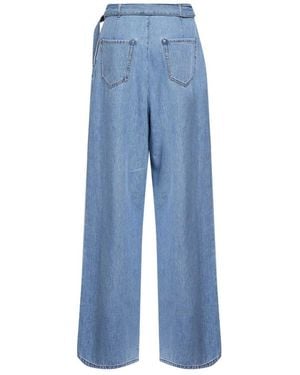Dries Van Noten Pleated Wide-Leg Jeans - Blue