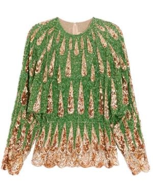 Valentino Embroidered Chiffon Top - Green