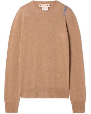 Marni Embroidery Blended Sweater - Brown
