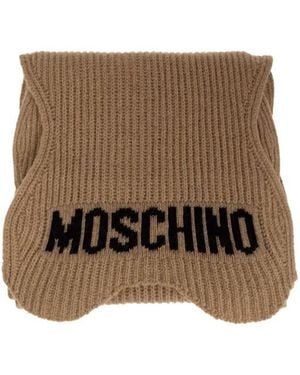 Moschino Logo Ribbed Scarf - Brown
