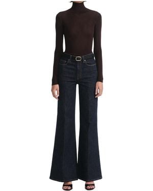 Self-Portrait Turtleneck Fitted Top - Black