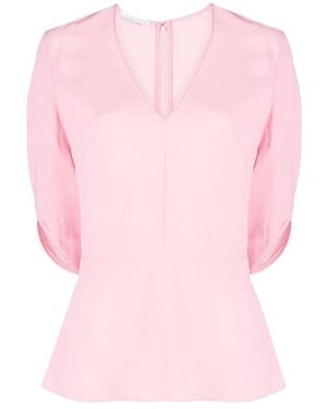 Stella McCartney Melody V-Neck Peplum Blouse - Pink