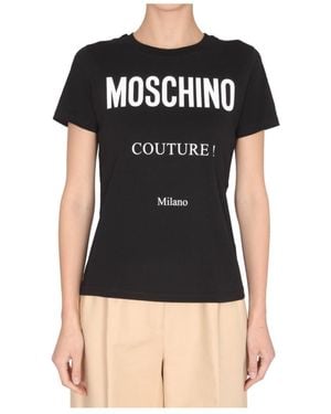 Moschino Logo Printed Crewneck T-Shirt - Black