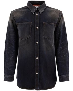Acne Studios Collared Long-Sleeve Denim Shirt - Blue