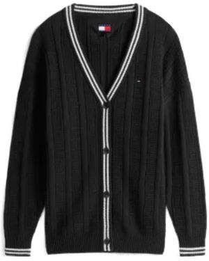 Tommy Hilfiger Flag Cable Knit Relaxed Cardigan - Black