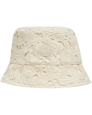 Moncler Logo Patch Bucket Hat - White