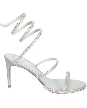 Rene Caovilla Round Toe High Heel Sandals - White