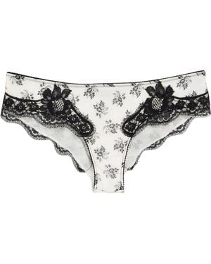 Dolce & Gabbana Printed Lace-Trimmed Panties - White