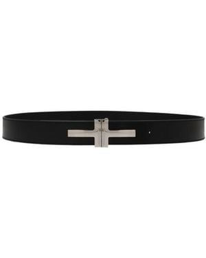 Tom Ford Logo Plaque Belt - White
