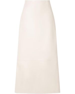 Loulou de Saison Panelled Straight Midi Leather Skirt - White