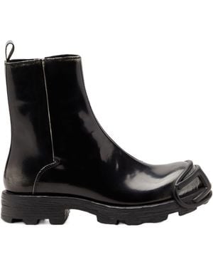 DIESEL Zip-Detail Oval-Plaque Boots - Black
