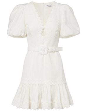 Rebecca Vallance Kahlia Embroidered Linen-Blend Minidress - White