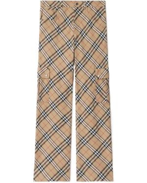 Burberry Check Cargo Pants - Natural