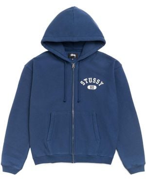 Stussy Stüssy Logo Zip-Up Hoodie - Blue