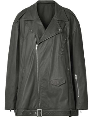Rick Owens Long-Sleeved Leather Jacket - Gray