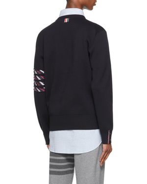 Thom Browne Milano Stitch 4-Bar Pullover - Blue