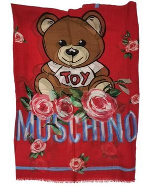 Moschino Logo Pattern Scarf - Red