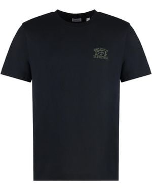 Burberry Logo Embroidered Crewneck T-Shirt - Black