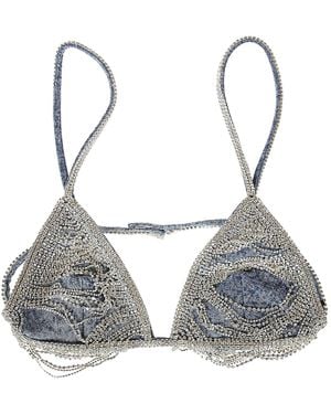 retroféte Chain Decorative Triangle Bra - Blue