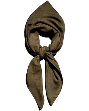 Gucci Gg Wool Silk Jacquard Shawl - Green