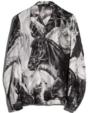 Gucci Printed Gg Silk Twill Jacquard Shirt - Black