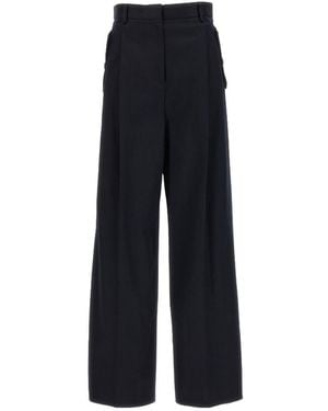 Lanvin High Waist Wide-Leg Gabardine Trousers - Blue
