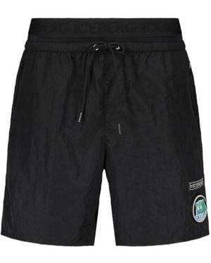 Iceberg Logo Patch Swim Shorts - Black
