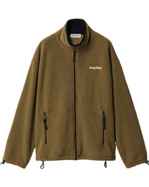 Miu Miu Fleece Zip-Up Jacket - Green