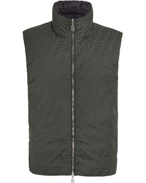 Fendi Ff Jacquard Reversible Puffer Gilet - Green