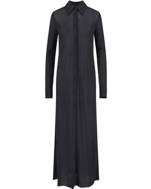 Jil Sander Silk Slip Dress With Refined Draping - Black