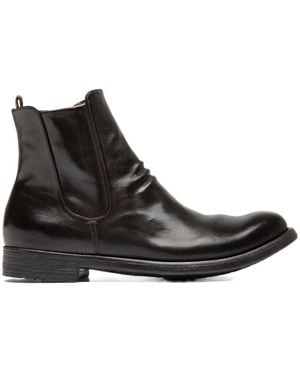 Officine Creative Dark Leather Ankle Boots - Black