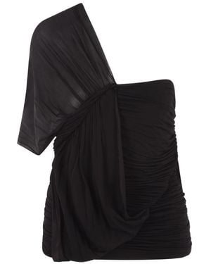 Rick Owens Draped One-Shoulder Mini Dress - Black
