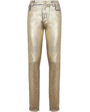 Tom Ford Metallic Mid-Rise Skinny Jeans - Natural