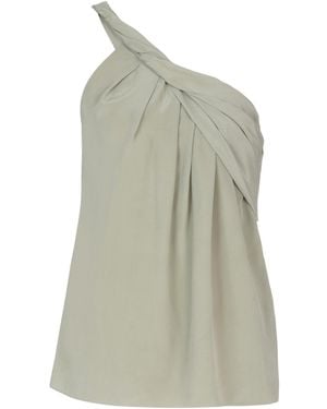 Balmain Silk Crepe One-Shoulder Top - Green