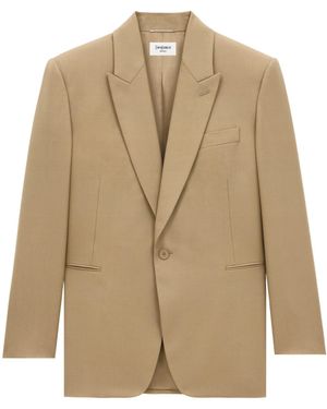 Saint Laurent Single-Breasted Peaked Lapel Jacket - Natural