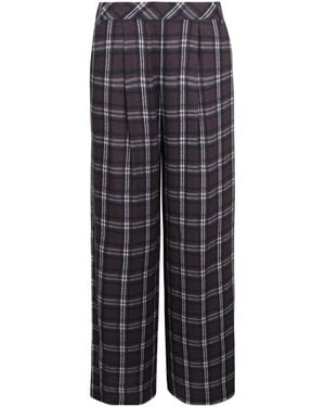 ERMANNO FIRENZE Pleated Checked Pants - Gray