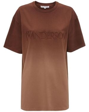 JW Anderson Jw Anderson Tie-Dyed Logo Embroidered T-Shirt - Brown