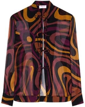 PUCCI Marmo Print Creponne Shirt - Red