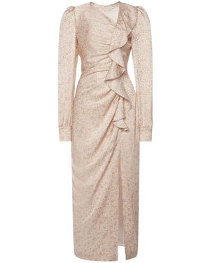 Alessandra Rich Jacquard Draped Dress - Natural