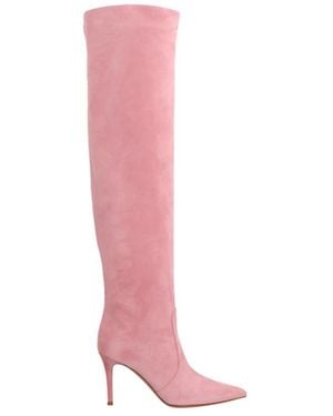 Gianvito Rossi 90Mm Hansen Suede Knee-High Boots - Pink