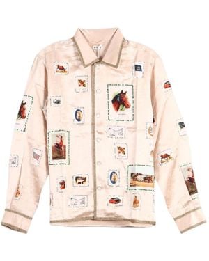 Bode Equestrian Patch Long Sleeve Shirt - Natural