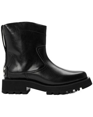 Ganni Leather Ankle Boots - Black