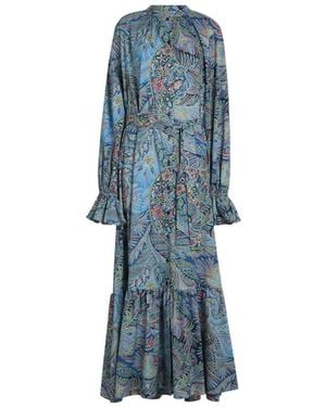 Etro Paisley Print Belted Shirt Dress - Blue
