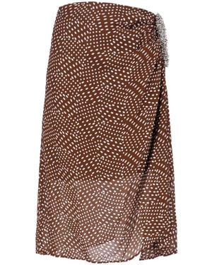 Dries Van Noten Embellished Dot Printed Skirt - Brown