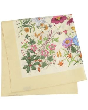 Gucci Floral Print Twill Scarf - White