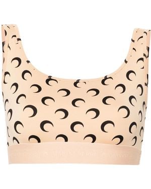 Marine Serre Moon Printed Cropped Top - Natural