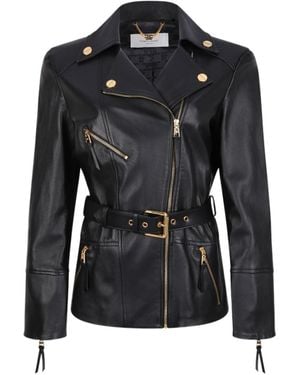 Elisabetta Franchi Belted Leather Jacket - Black