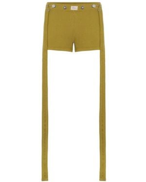 Jean Paul Gaultier Ribbed Patch-Detail Trousers - Yellow