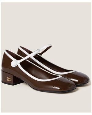 パンプス MIU MIIU 5I435E_06E TWO TONE PATENT LEATHER MARY JANE PUMPS Black/white Two-tone Patent Leather Mary Jane Pumps | Miu Miu